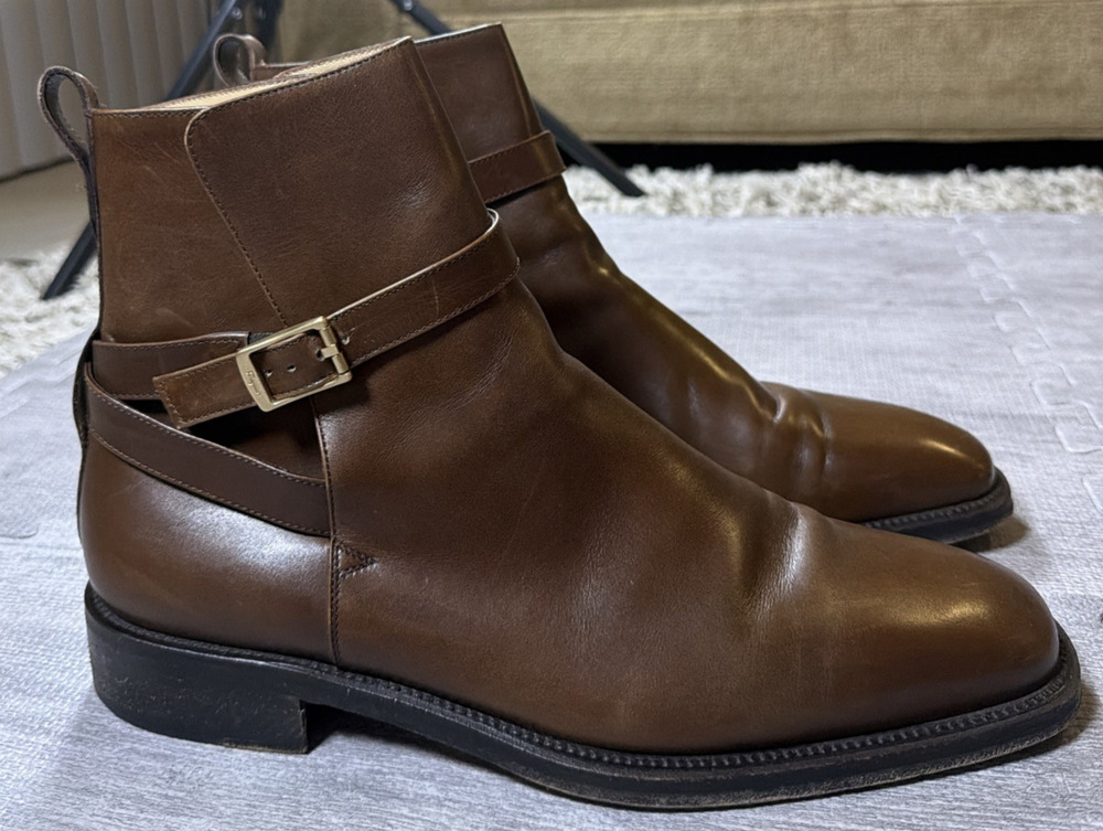 Salvatore Ferragamo Mens 11 US Brown Leather Belted Strap Jodhpur Boots VTG Y2K